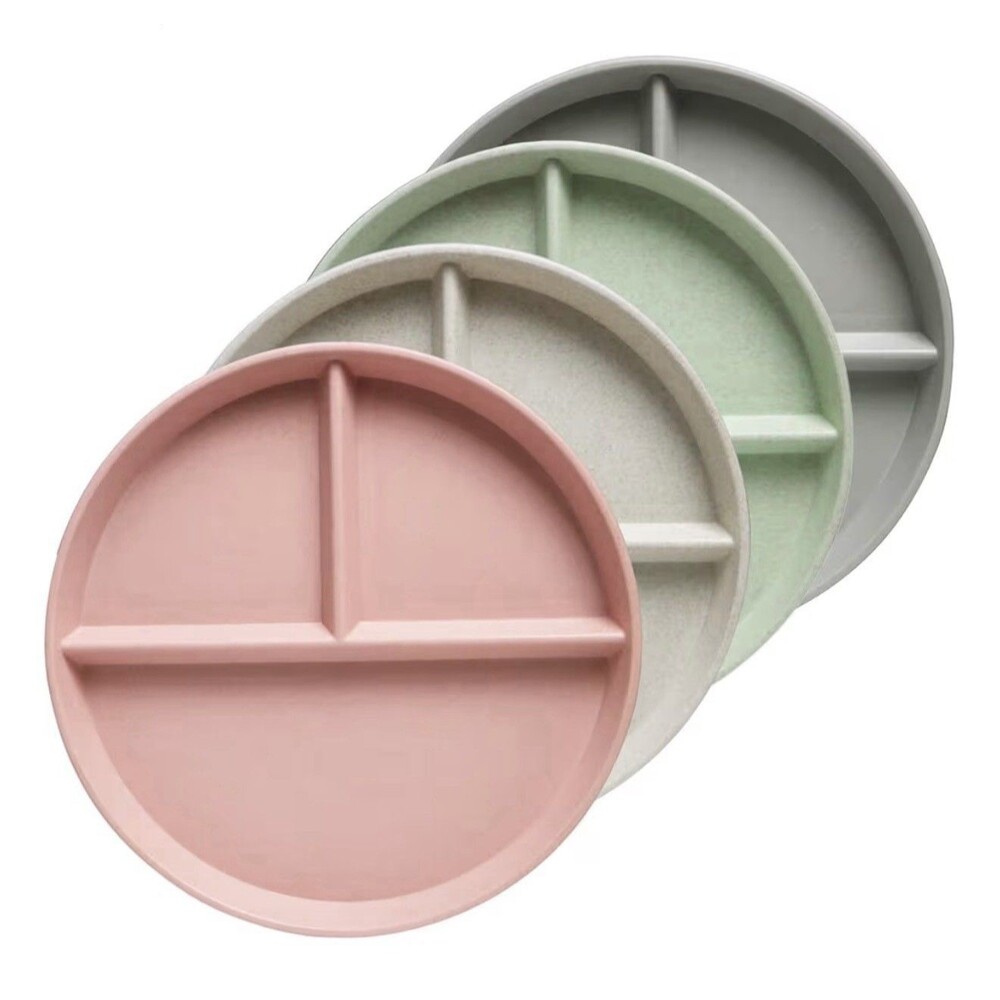 9 Inch (4PCS) Unbreakable Divided Plates for Kids Adults, Dishwasher & Microwave